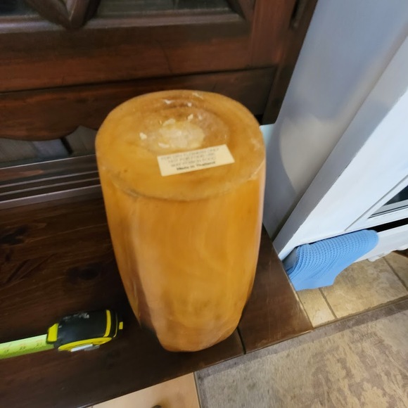 Large Two Tone Wood Vase Handcrafted Thailand Organic Modern Minimalist 16.5" - Picture 4 of 7